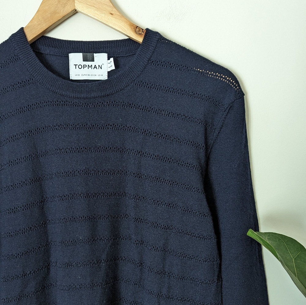Topman | Knit Crewneck Navy Sweater - Picture 3 of 9